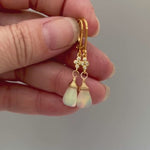 Genuine Opal earrings dangle, 14k Gold, Rose Gold, Sterling Silver with crystals