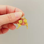 Gold Rose Earrings Dangle handmade June birth flower jewelry, romantic elegant June Birth Flower nature botanical Birthday gift for gardener