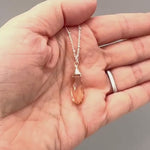 Morganite Necklace Sterling Silver, Gold, Rose Gold Handmade gemstone pendant blush peach quartz Jewelry Crystal Quartz necklace for women