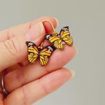 Purple Butterfly Earrings Dangle Gold Handmade Colorful Spring Summer Jewelry gifts for gardener, mothers day, insect, nature lover, mom