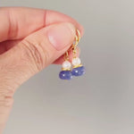 Dainty Pearl and Tanzanite Earrings dangle 14k gold , Sterling Silver handmade purple gemstone freshwater pearl jewelry December birthstone