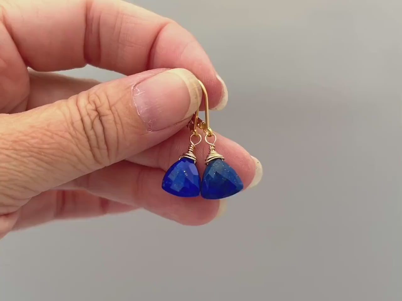 Lapis Lazuli Earrings dangly, 14k gold, sterling silver boho dangle blue gemstone lightweight everyday jewelry for women December Birthstone