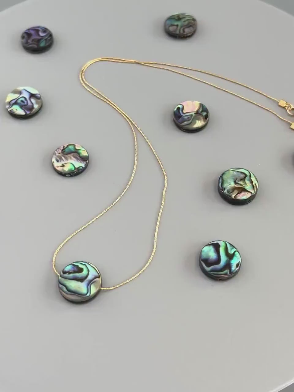 Abalone floating gemstone Solitaire Necklace