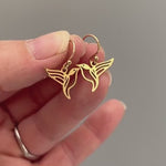 Bird Earrings dangle Gold, Silver, Hummingbird Jewelry