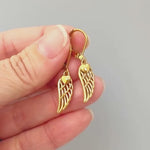 Rose Gold Heart Earrings dangle drop boho angel wing handmade gold heart jewelry romantic gift for wife, girlfriend, mom, daughter, sister