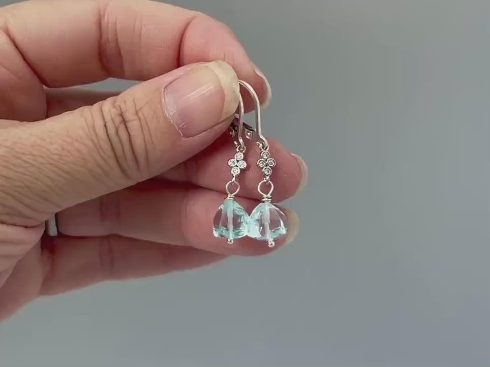 Sky Blue Topaz Quartz Earrings Dangly