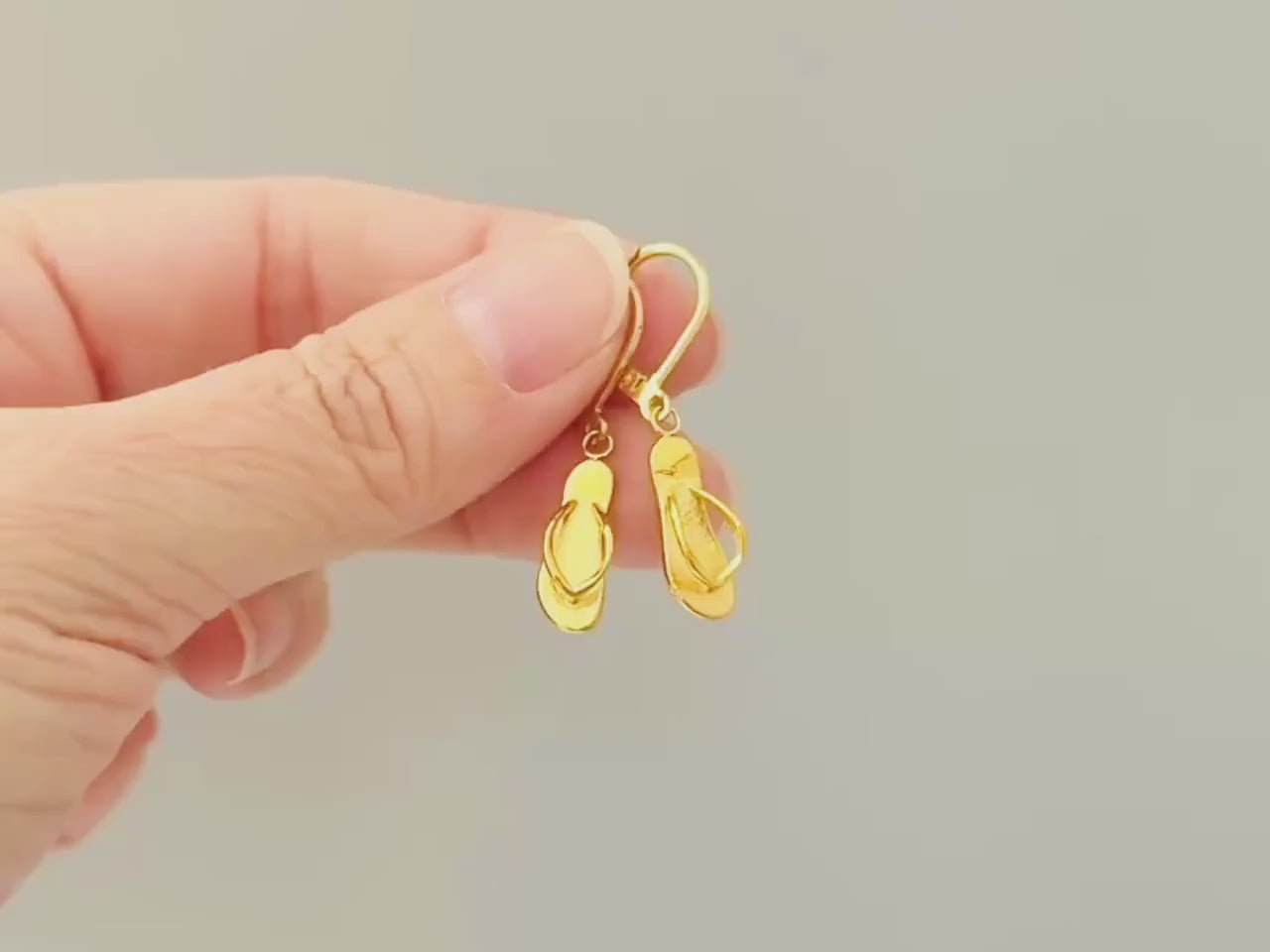 Flip Flop Earrings, gold cute boho beachy Summer Earrings ocean jewelry for women, unique fun whimsical novelty gift for women surfers