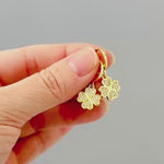 Lucky Gold Four Leaf Clover Earrings Dangle Crystal leverbacks Shamrock Chrams Irish jewelry good luck St Patricks day gift for her, women