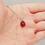 Tiny Ladybug Necklace Silver, Gold Lucky Ladybug Charm pendant, Good Luck Jewelry, Nature Lover Gift for gardener, Cute Bug Jewelry insects