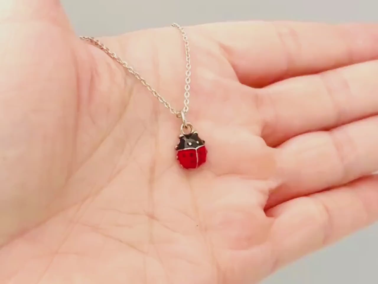 Tiny Ladybug Necklace Silver, Gold Lucky Ladybug Charm pendant, Good Luck Jewelry, Nature Lover Gift for gardener, Cute Bug Jewelry insects