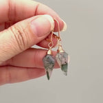 Moss Agate Earrings Dangle Sterling Silver, Rose Gold, 14k Gold Fill dainty raw green gemstone crystal Handmade jewelry gift for daughter