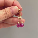 Pink Sapphire earrings dangle 14k Gold, Rose Gold, Sterling Silver dangly boho handmade gemstone jewelry for women September Birthstone