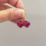 Ruby Red Quartz Clover Earrings