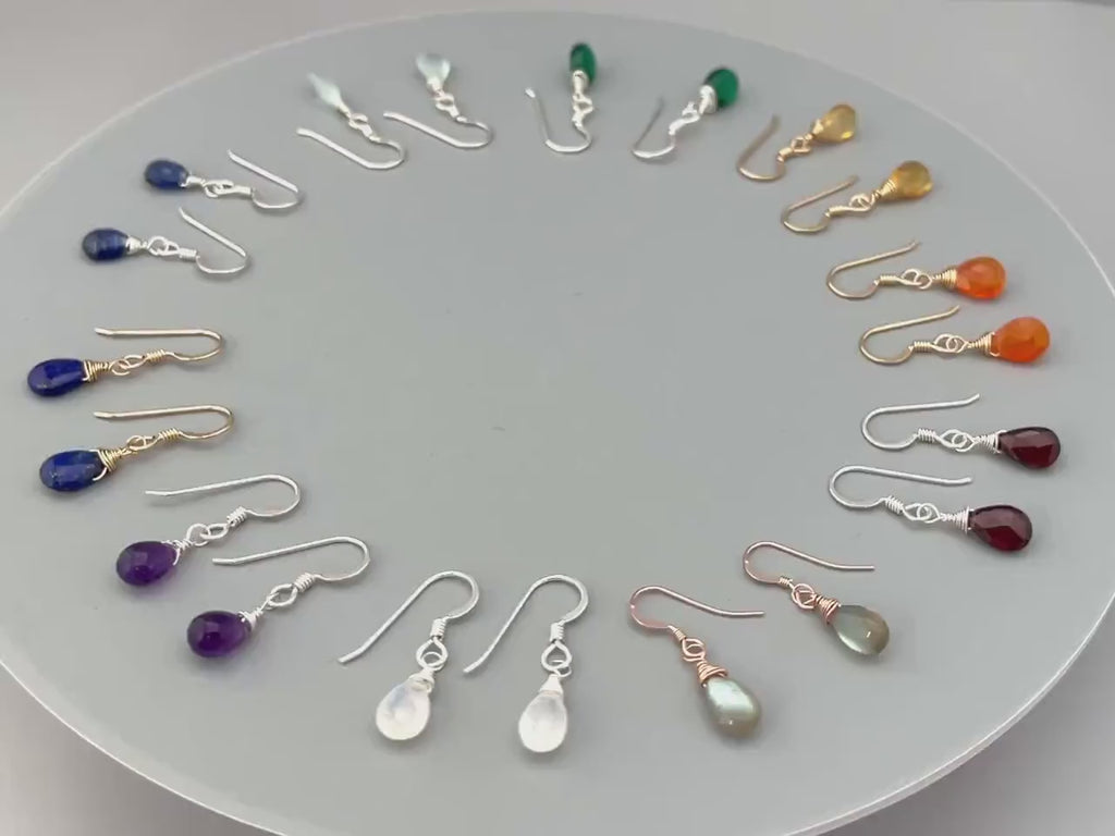 Dainty Labradorite earrings Sterling Silver, 14k Gold fill, and Rose Gold Fill