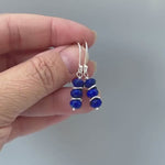 Lapis Lazuli Earrings dangle, sterling silver boho 14k gold, dangly blue gemstone lightweight everyday jewelry for women December Birthstone