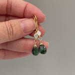 Dainty Emerald earrings dangle, 14k Gold crystal silver dangly tear drop boho handmade green gemstone jewelry for women, May Birthstone