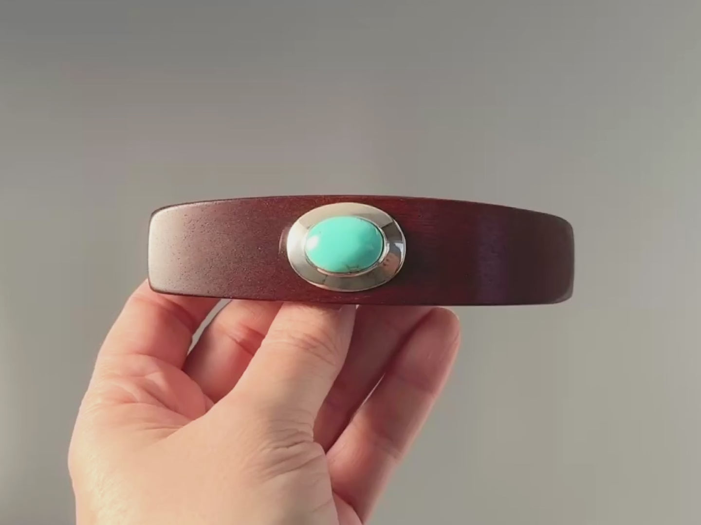 Bloodwood Turquoise Silver Gemstone barrette XL Southwestern Hair Clip