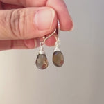 Dainty Smoky Quartz Earrings dangly sterling silver 14k gold boho dangle Quartz gemstone handmade jewelry for women gift for wife, mom