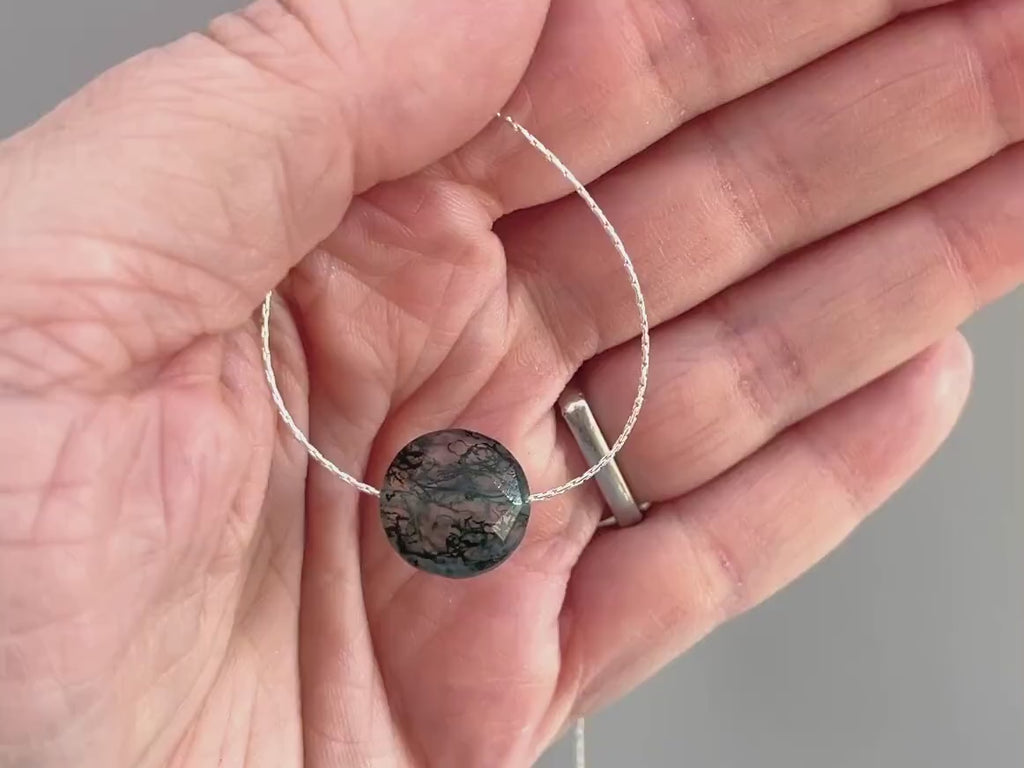 Round Moss Agate necklace gemstone choker necklace for women