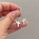 Hummingbird Earrings dangle silver, gold Bird Jewelry unique gift for mom, nature bird lover, wife, sister Handmade dangly long lightweight