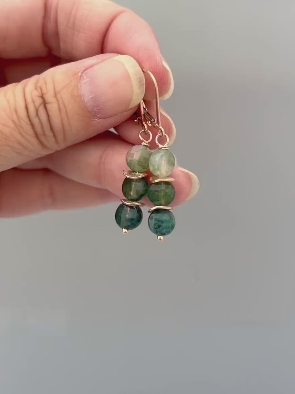 Moss Agate Earrings Dangle Rose Gold, Sterling Silver Green Gemstone Earrings long elegant handmade customizable dangly earrings for women