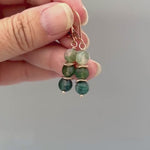 Moss Agate Earrings Dangle Rose Gold, Sterling Silver Green Gemstone Earrings long elegant handmade customizable dangly earrings for women