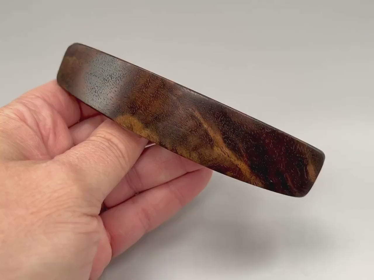 Walnut Burl handmade dark wood hair hair clip