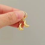 Dainty Croissant Earrings gold Huggie Hoops, cute trendy miniature food jewelry, unique fun whimsical bread gift for chef, baker, foodie