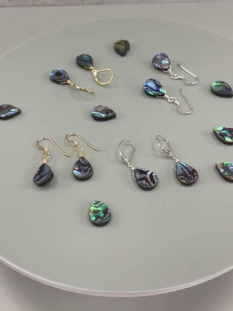 Abalone Shell Earrings 14k Gold, Sterling Silver Summer Jewelry