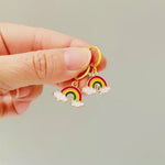 Colorful Rainbow Earrings gold Huggie Hoops trendy 80s fun enamel cloud earrings for women pride gift unique festival jewelry for women