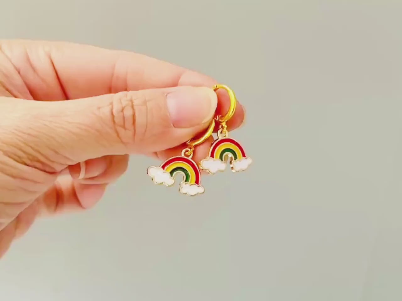 Colorful Rainbow Earrings gold Huggie Hoops trendy 80s fun enamel cloud earrings for women pride gift unique festival jewelry for women
