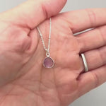 Pink Amethyst Necklace Sterling Silver handmade purple gemstone pendant February birthstone jewelry layering necklace for women gift for mom
