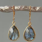 Labradorite earrings 14k Gold Sterling Silver Dangly Blue Gemstone Lever backs Labradorite Jewelry Vermeil and gold fill dangle earrings