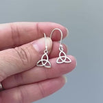 Celtic Trinity Knot Earrings dangle gold, sterling silver pagan Irish jewelry unique gift for friend handmade dangly lightweight earrings