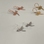 Dragonfly Earrings dangle Gold, Silver, Rose Gold