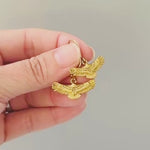 Eagle Earrings Gold Dangle Nature Inspired Wildlife Hawk Bird Lover Jewelry for her freedom patriotic 4th of July gift woodland animals