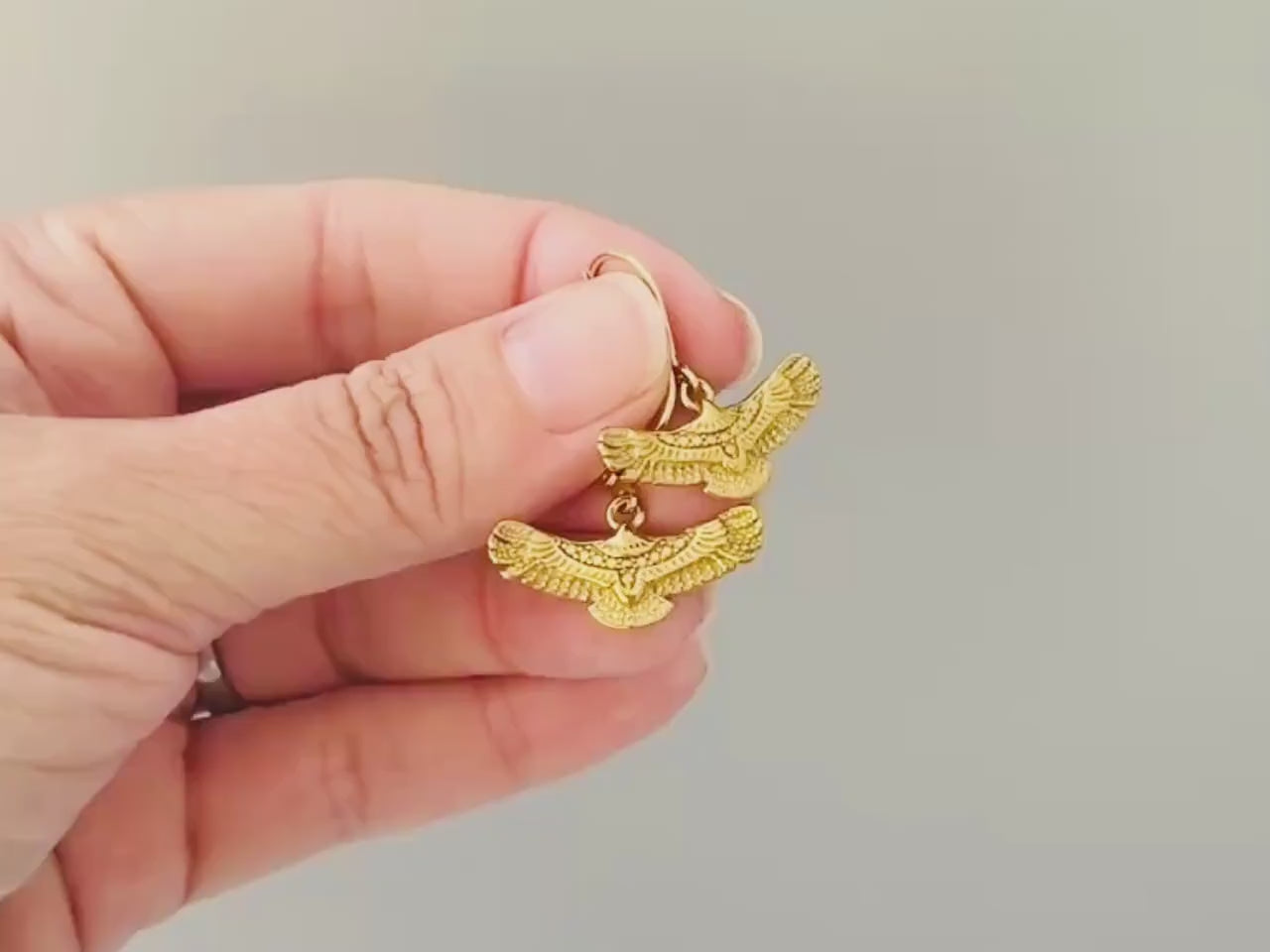 Eagle Earrings Gold Dangle Nature Inspired Wildlife Hawk Bird Lover Jewelry for her freedom patriotic 4th of July gift woodland animals