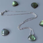 Labradorite Necklace, Sterling Silver Large Gemstone Pendant Handmade Labradorite Jewelry Minimalist necklace for woman