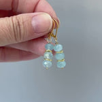 Aquamarine earrings dangle, Gold