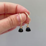 Onyx Hoop Earrings Dangle 14k Gold, Sterling Silver