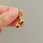 Dainty Crystal Ladybug Earrings  Gold huggie hoops handmade cottagecore minimalist nature inspired bug jewelry gift for gardeners, bff