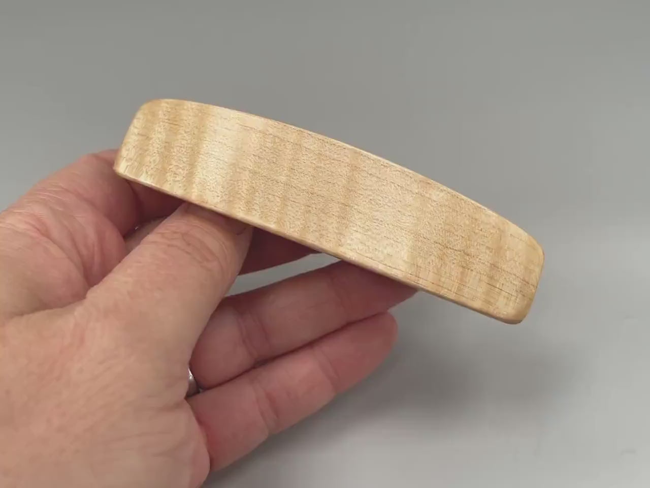 Large Curly Maple wooden barrette, wood hair clip, light wood barrette
