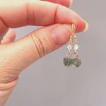Moss Agate Earrings Dangle Rose Gold, Sterling Silver 14k Gold Fill