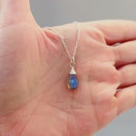 Dainty Silver Labradorite Necklace Sterling Silver or 14k Gold Fill Smooth Briolette Pendant Gift for daughter, sister Handmade in Michigan