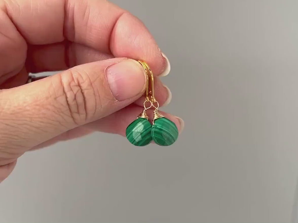 Malachite Earrings Silver, dangle, Boho Green gemstone 14k Gold Fill, Rose Gold dangly handmade Birthstone artisan jewelry for women