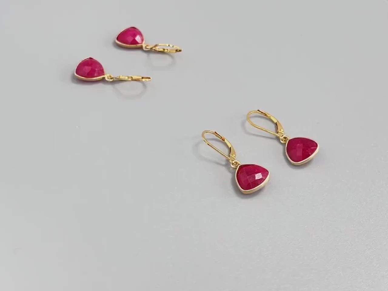 Ruby Earrings in Sterling Silver or Gold