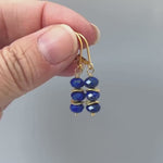 Lapis Lazuli Earrings dangle, 14k gold, sterling silver boho dangly blue gemstone lightweight everyday jewelry for women December Birthstone