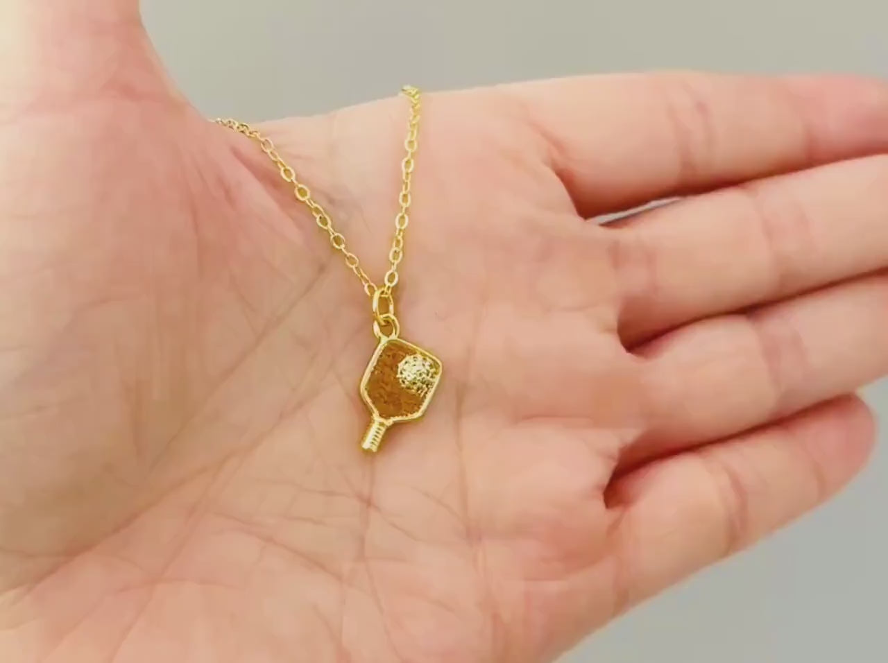 Pickleball Necklace gold crystal racquet pickleball jewelry gift for her unique sporty cute fitness accessories for women sports athlete