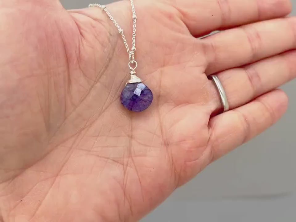 Blue Moonstone Necklace Sterling Silver, Gold