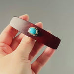 Sterling Silver and Turquoise Gemstone Barrette Borneo rosewood medium clip